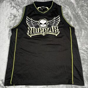 No Fear‎ Tank Top Small Sleeveless Jersey Gray Winged Skull Y2K Grunge